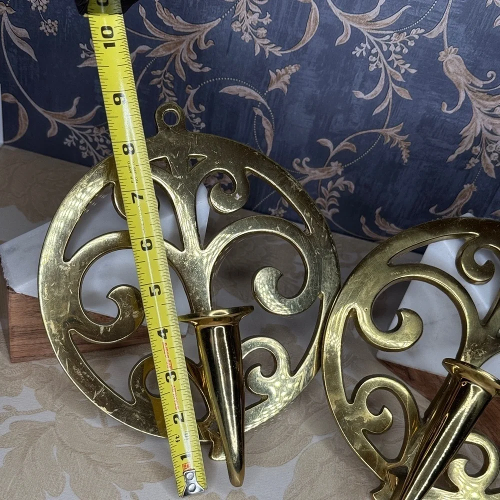Vintage Estate Virginia Metalcrafters Heavy Brass Sconces: Tree of Life Pair